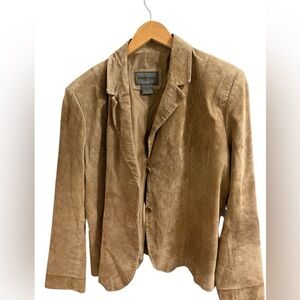 Brandon Thomas Genuine Leather Blazer Jacket Tan XL Western Boho